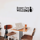 Vinyl Wall Art Decal - Scaredy Cats Welcome - 10" x 30" - Trendy Funny Halloween Quote For Home Entryway Front Door Store Coffee Shop Restaurant Seasonal Decoration Sticker Black 10" x 30" 2