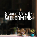 Vinyl Wall Art Decal - Scaredy Cats Welcome - 10" x 30" - Trendy Funny Halloween Quote For Home Entryway Front Door Store Coffee Shop Restaurant Seasonal Decoration Sticker White 10" x 30" 2