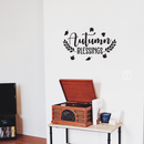 Vinyl Wall Art Decal - Autumn Blessings - 17" x 27.5" - Trendy Harvest Fall Leaves Halloween Seasonal Quote For Home Bedroom Kitchen Dining Room Office Church Decoration Sticker Black 17" x 27.5" 3