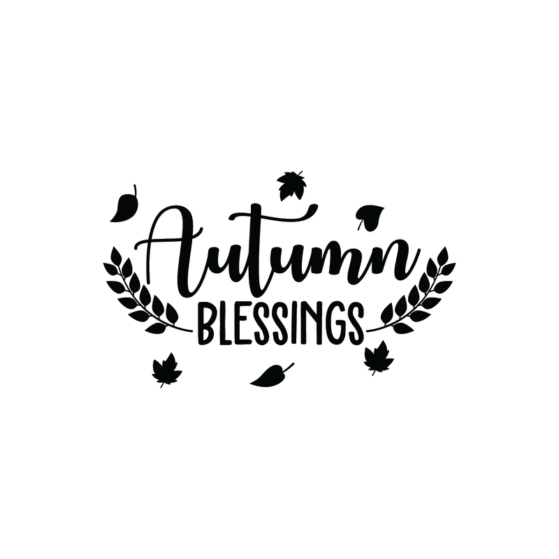 Vinyl Wall Art Decal - Autumn Blessings - 17" x 27.5" - Trendy Harvest Fall Leaves Halloween Seasonal Quote For Home Bedroom Kitchen Dining Room Office Church Decoration Sticker Black 17" x 27.5" 4