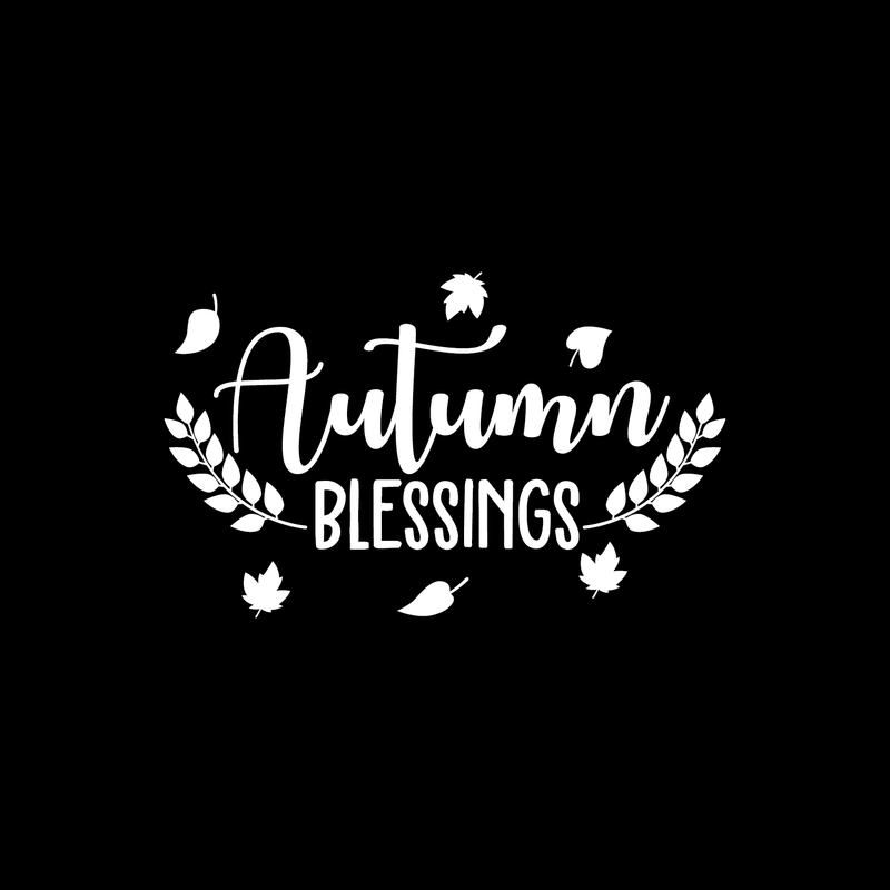Vinyl Wall Art Decal - Autumn Blessings - 17" x 27.5" - Trendy Harvest Fall Leaves Halloween Seasonal Quote For Home Bedroom Kitchen Dining Room Office Church Decoration Sticker White 17" x 27.5" 5