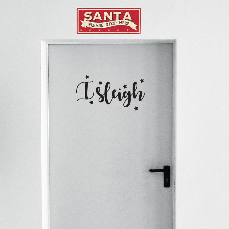 Vinyl Wall Art Decal - I Sleigh - 10.5" x 20" - Trendy Funny Christmas Winter Slay Quote For Home Bedroom Coffee Shop Store Seasonal Decoration Sticker Black 10.5" x 20" 2