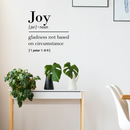 Vinyl Wall Art Decal - Joy Gladness Not Based On Circumstance - 22" x 22" - 1 Peter 1:8-9 Inspirational Religious Faithful Quote For Home Bedroom Living Room Church Work Decor Black 22" x 22" 3