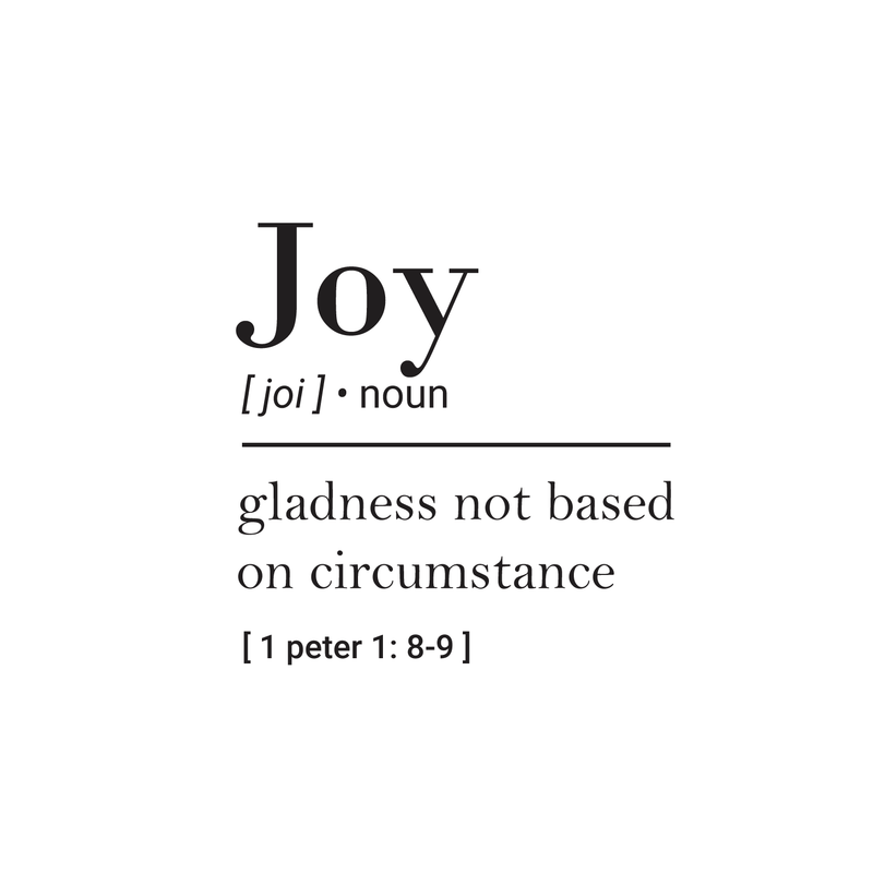 Vinyl Wall Art Decal - Joy Gladness Not Based On Circumstance - 22" x 22" - 1 Peter 1:8-9 Inspirational Religious Faithful Quote For Home Bedroom Living Room Church Work Decor Black 22" x 22" 5