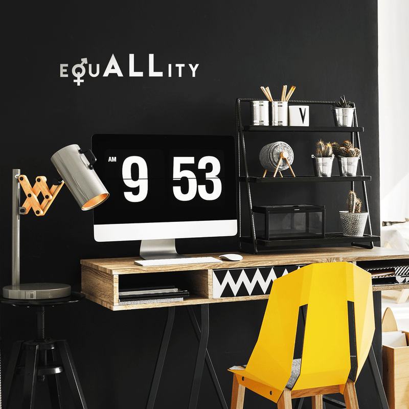 Vinyl Wall Art Decal - EquALLity - 6" x 25" - Modern Inspirational Gender Equality Quote For Home Office Workplace Business Store Human Rights Decoration Sticker White 6" x 25" 4