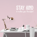 Vinyl Wall Art Decal - Stay Kind It Makes You Beautiful - 15" x 35" - Positive Motivational Chic Self Esteem Quote For Home Bedroom Closet Dorm Room Mirror Window Decoration Sticker White 15" x 35" 2