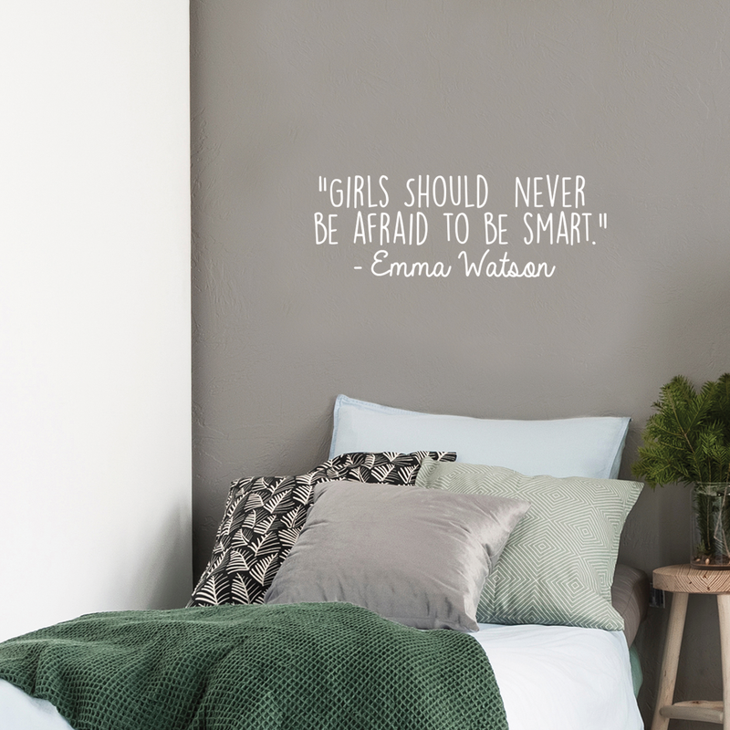 Vinyl Wall Art Decal - Girls Should Never Be Afraid To Be Smart - 10.5" x 30" - Modern Motivational  Women Quote For Home Living Room School Office Workplace Decoration Sticker White 10.5" x 30" 5