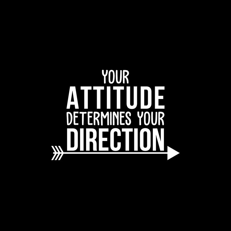 Vinyl Wall Art Decal - Your Attitude Determines Your Direction - 17" x 24" - Modern Motivational Quote For Home Living Room Bedroom Office Arrow Decoration Sticker White 17" x 24" 2