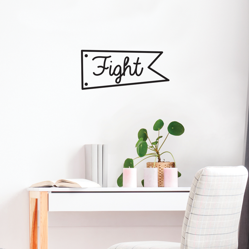 Vinyl Wall Art Decal - Fight Banner - Trendy Motivational Quote Flag Image For Home Bedroom Living Room Office Workplace Coffee Shop Decoration Sticker   2