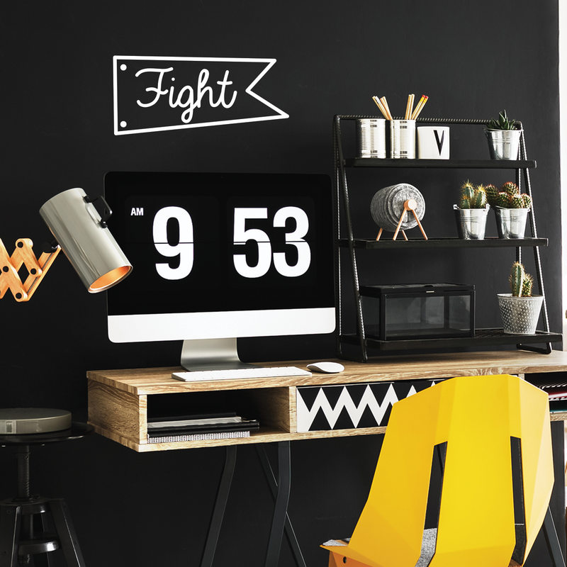 Vinyl Wall Art Decal - Fight Banner - 10" x 22" - Trendy Motivational Quote Flag Image For Home Bedroom School Classroom Office Workplace Decoration Sticker White 10" x 22" 4