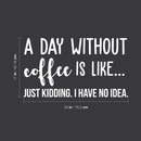 Vinyl Wall Art Decal - A Day Without Coffee Is Like - 17" x 30" - Trendy Funny Quote For Coffee Lovers Home Kitchen Living Room Coffee Shop Office Cafe Decoration Sticker White 17" x 30"