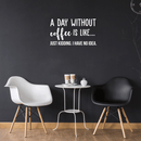 Vinyl Wall Art Decal - A Day Without Coffee Is Like - 17" x 30" - Trendy Funny Quote For Coffee Lovers Home Kitchen Living Room Coffee Shop Office Cafe Decoration Sticker White 17" x 30" 2