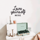 Vinyl Wall Art Decal - Love Yourself More - 17" x 24" - Modern Inspirational Quote For Home Bedroom Closet Kids Room Living Room Office Workplace Decor Sticker Black 17" x 24" 4