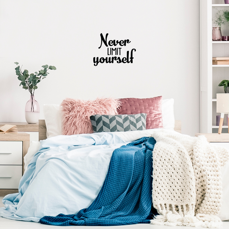 Vinyl Wall Art Decal - Never Limit Yourself - 17" x 22" - Modern Inspirational Quote For Home Bedroom Closet Kids Room Office Workplace Decoration Sticker Black 17" x 22" 2