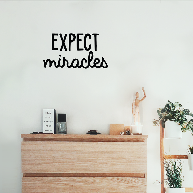 Vinyl Wall Art Decal - Expect Miracles - 12" x 22" - Modern Motivational Quote For Home Apartment Bedroom Living Room Office Workplace Decoration Sticker Black 12" x 22" 5