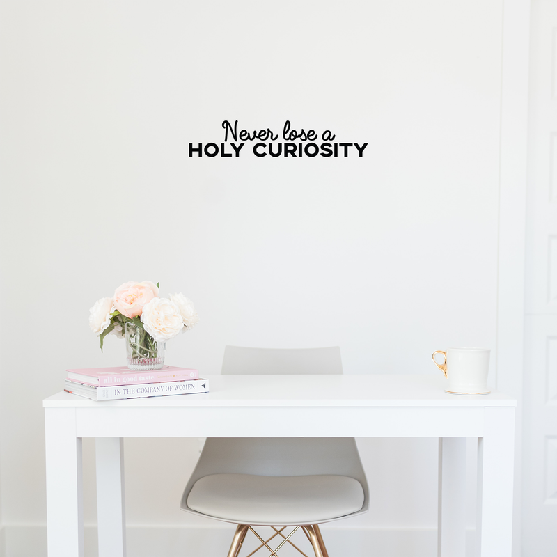 Vinyl Wall Art Decal - Never Lose A Holy Curiosity - 4.5" x 22" - Inspirational Sticker Albert Einstein Quote For Home Bedroom Living Room Coffee Shop Work Office Decor Black 4.5" x 22" 3