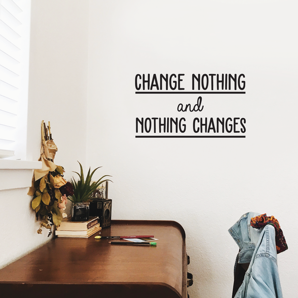 Vinyl Wall Art Decal - Change Nothing And Nothing Changes - 14. Modern Inspirational Quote For Home Bedroom Living Room Office Workplace Coffee Shop Decoration Sticker