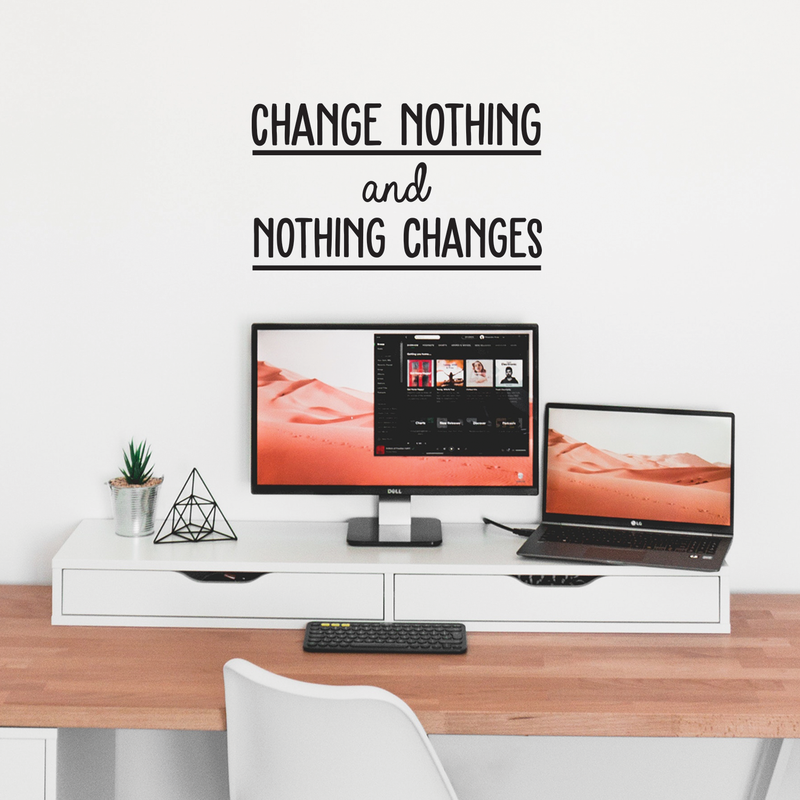 Vinyl Wall Art Decal - Change Nothing And Nothing Changes - 14.5" x 25" - Modern Inspirational Quote For Home Bedroom Living Room Office Workplace Coffee Shop Decoration Sticker Black 14.5" x 25" 5