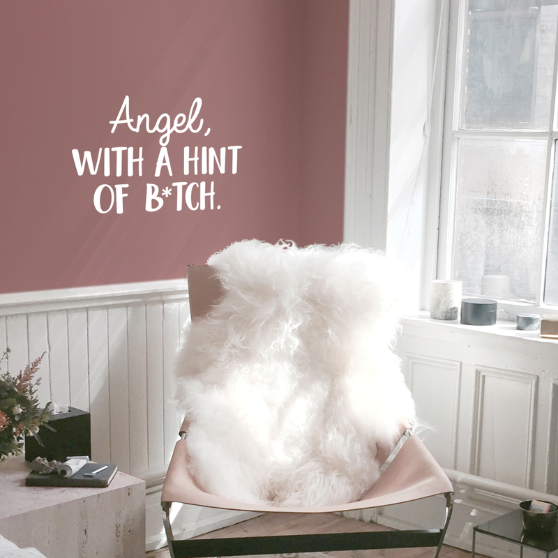 Vinyl Wall Art Decal - Angel With A Hint Of A B*tch - 17" x 24" - Modern Humorous Quote Sticker For Home Bedroom Living Room Coffee Shop Work office Decor White 17" x 24"