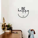 Vinyl Wall Art Decal - Be Happy - 17" x 17" - Modern Inspirational Cute Quote Positive Sticker For Home Bedroom Apartment Kids Room Playroom Work Office Decor Black 17" x 17"