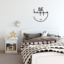 Vinyl Wall Art Decal - Be Happy - 17" x 17" - Modern Inspirational Cute Quote Positive Sticker For Home Bedroom Apartment Kids Room Playroom Work Office Decor Black 17" x 17" 5