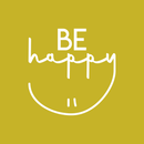 Vinyl Wall Art Decal - Be Happy - 17" x 17" - Modern Inspirational Cute Quote Positive Sticker For Home Bedroom Apartment Kids Room Playroom Work Office Decor White 17" x 17" 5