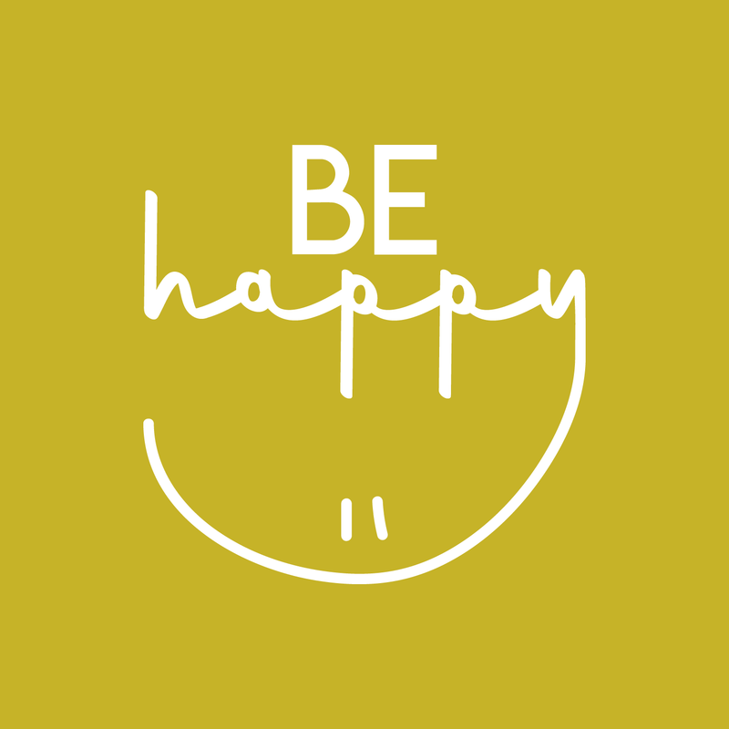 Vinyl Wall Art Decal - Be Happy - 17" x 17" - Modern Inspirational Cute Quote Positive Sticker For Home Bedroom Apartment Kids Room Playroom Work Office Decor White 17" x 17" 4