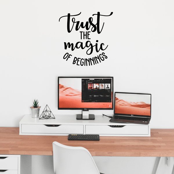 Vinyl Wall Art Decal - Trust The Magic Of Beginnings - Modern Inspirational Magical Sticker Quote For Home Bedroom Living Room Kids Room Work Office School Decor   2