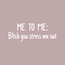 Vinyl Wall Art Decal - Me To Me: B!tch You Stress Me Out - 17" x 27" - Modern Humorous Quote Sticker For Home Bedroom Closet Living Room Bathroom Apartment Work office Decor White 22" x 14.5" 2