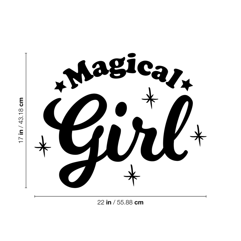Vinyl Wall Art Decal - Magical Girl - 17" x 22" - Trendy Inspirational Cute Magic Stars Sticker Quote For Home Bedroom Girls Baby Room Nursery Office Decor Black 17" x 22"