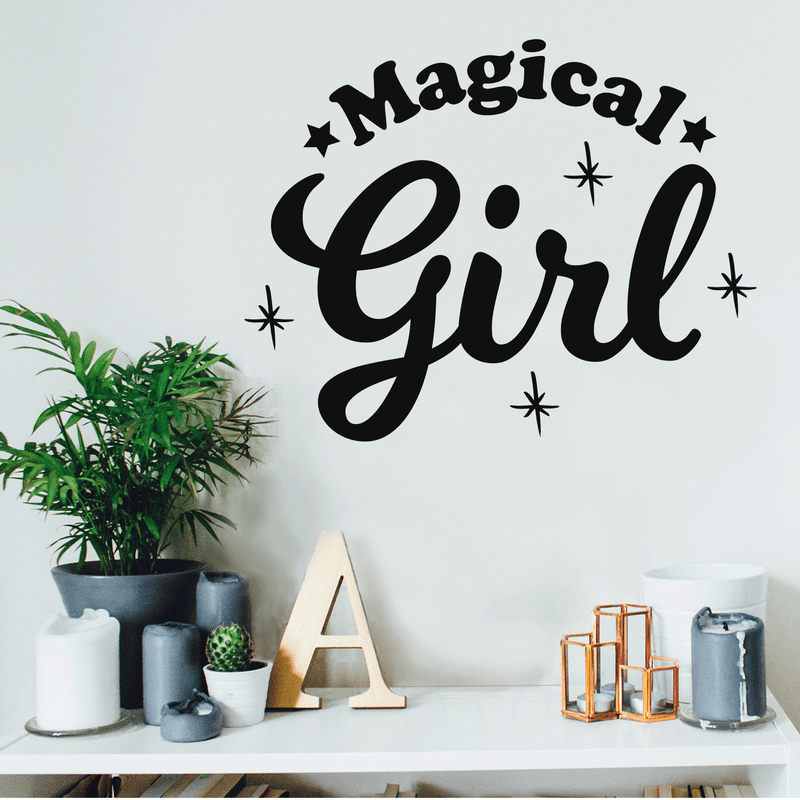 Vinyl Wall Art Decal - Magical Girl - 17" x 22" - Trendy Inspirational Cute Magic Stars Sticker Quote For Home Bedroom Girls Baby Room Nursery Office Decor Black 17" x 22" 2