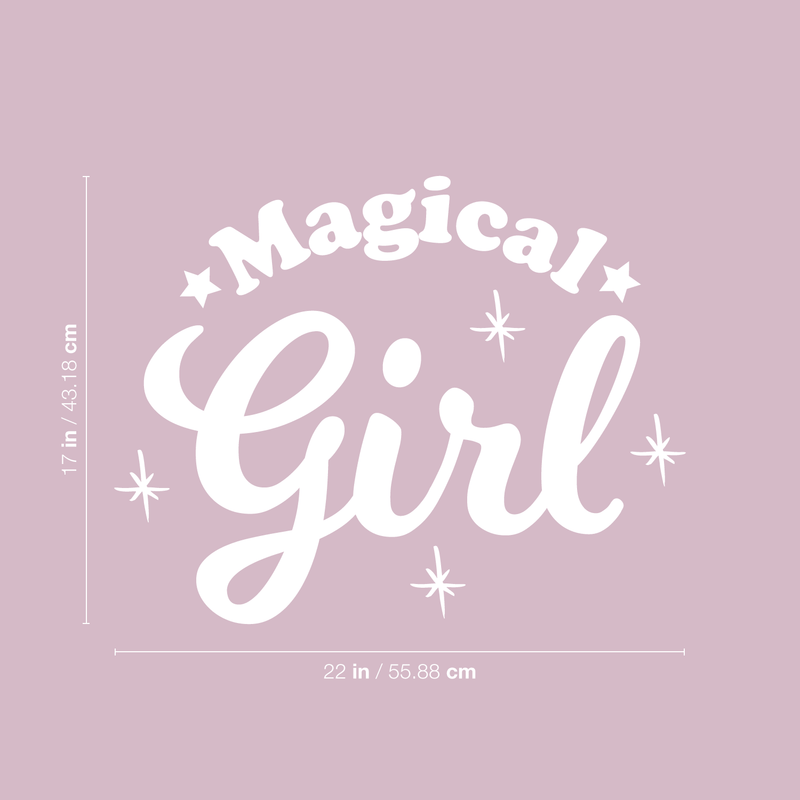 Vinyl Wall Art Decal - Magical Girl - 17" x 22" - Trendy Inspirational Cute Magic Stars Sticker Quote For Home Bedroom Girls Baby Room Nursery Office Decor White 17" x 22"