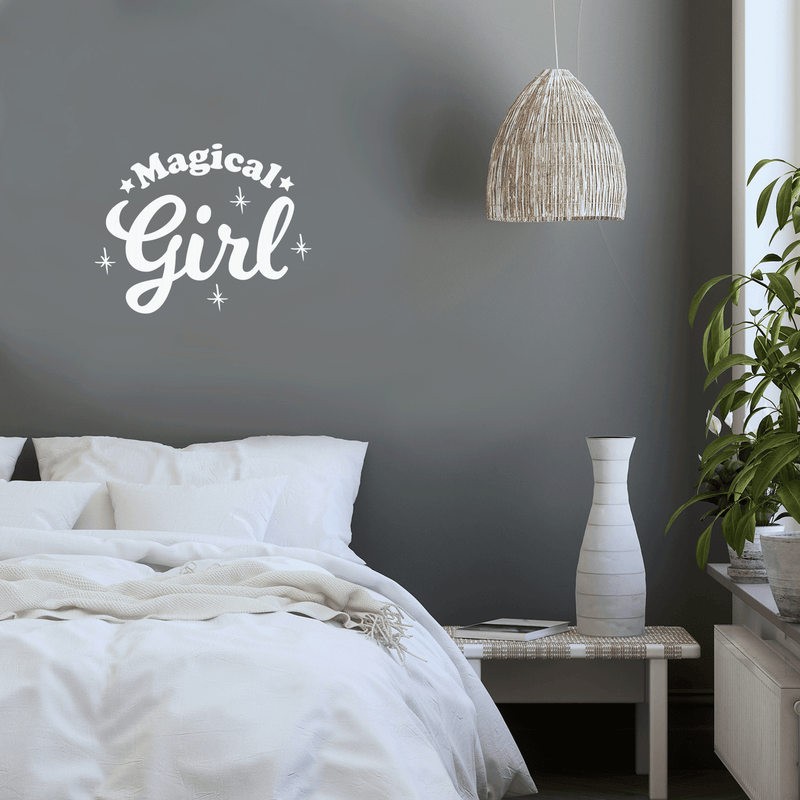 Vinyl Wall Art Decal - Magical Girl - 17" x 22" - Trendy Inspirational Cute Magic Stars Sticker Quote For Home Bedroom Girls Baby Room Nursery Office Decor White 17" x 22" 3