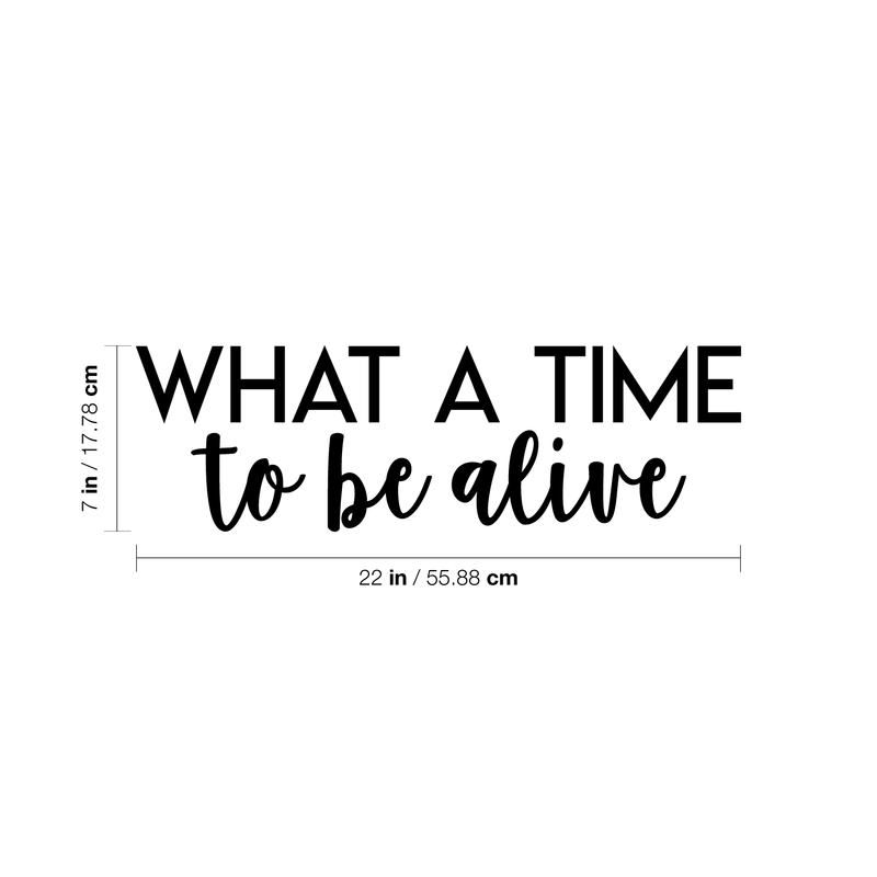 Vinyl Wall Art Decal - What A Time To Be Alive - 7" x 22" - Modern Inspirational Life Quote Positive Sticker For Home Bedroom Closet Living Room Work Office Coffee Shop Decor Black 7" x 22" 3