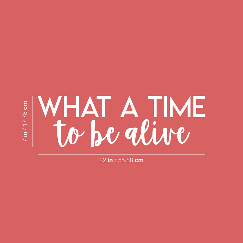 Vinyl Wall Art Decal - What A Time To Be Alive - 7" x 22" - Modern Inspirational Life Quote Positive Sticker For Home Bedroom Closet Living Room Work Office Coffee Shop Decor White 7" x 22" 3