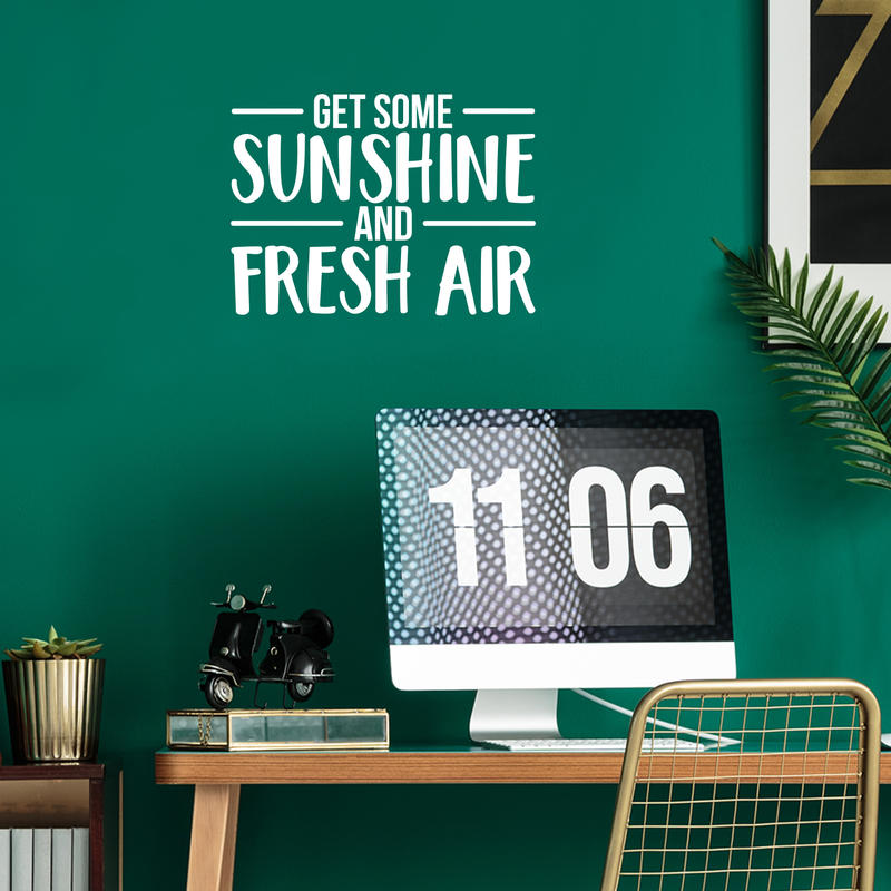 Vinyl Wall Art Decal - Get Some Sunshine And Fresh Air - 16" x 22" - Modern Inspirational Quote Sticker For Home Bedroom Living Room Coffee Shop Work Office Patio Decor White 16" x 22" 4