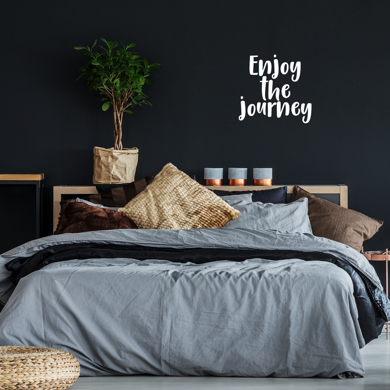 Vinyl Wall Art Decal - Enjoy The Journey - 17" x 18" - Modern Inspirational Quote Positive Sticker For Home Bedroom Kids Room Playroom Work Office Coffee Shop Decor White 17" x 18"