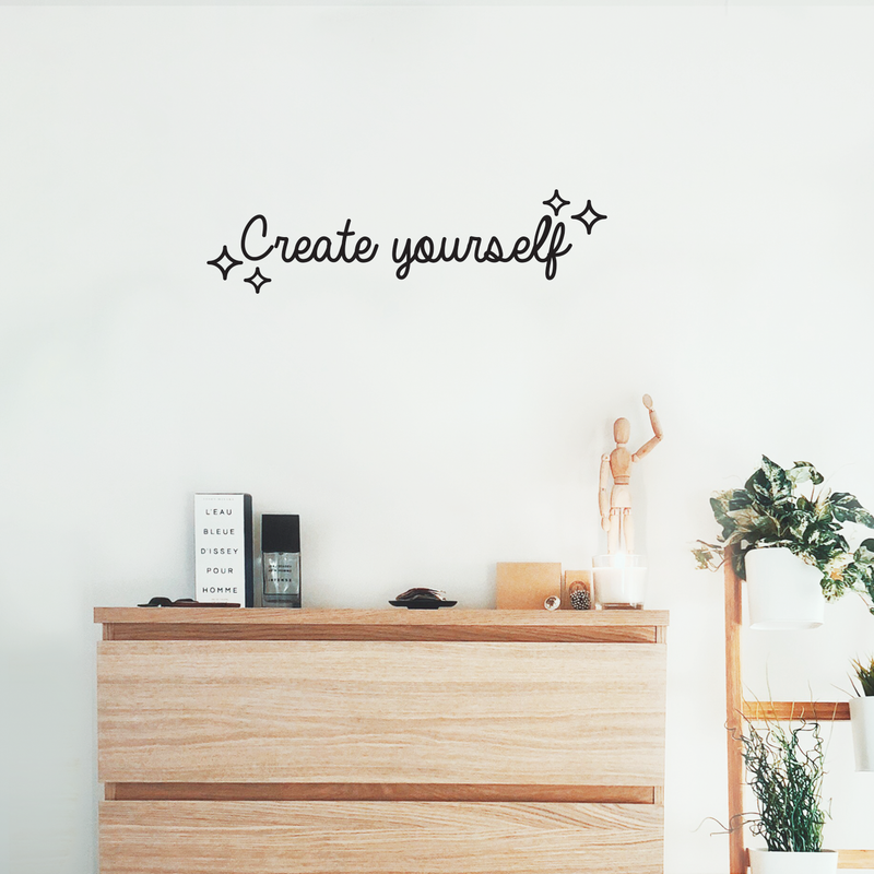 Vinyl Wall Art Decal - Create Yourself - 6.5" x 25" - Modern Motivational Quote Positive Sticker For Home Office Bedroom Living Room School Classroom Coffee Shop Decor Black 6.5" x 25" 2