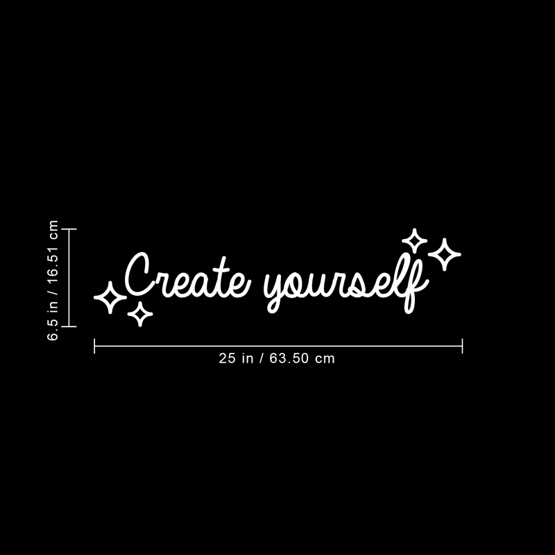 Vinyl Wall Art Decal - Create Yourself - 6.5" x 25" - Modern Motivational Quote Positive Sticker For Home Office Bedroom Living Room School Classroom Coffee Shop Decor White 6.5" x 25" 4