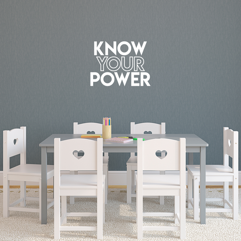 Vinyl Wall Art Decal - Know Your Power - 16.5" x 22" - Modern Inspirational Quote Sticker For Home Bedroom Kids Room Playroom Work Office Coffee Shop Decor White 16.5" x 22" 5