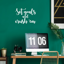 Vinyl Wall Art Decal - Set Goals And Crush'Em - 16.5" x 22" - Modern Motivational Quote Positive Sticker For Home Bedroom Kids Room Work Office Coffee Shop Decor White 16.5" x 22" 2