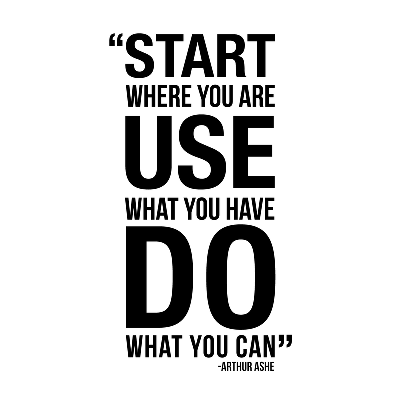 Vinyl Wall Art Decal - Start Where You Are Use What You Have - 20" x 11" - Modern Motivational Quote Sticker For Home Office Bedroom School Classroom Gym Coffee Shop Decor Black 20" x 11" 4