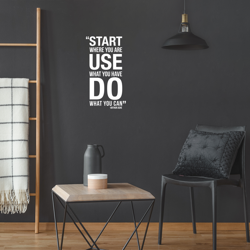 Vinyl Wall Art Decal - Start Where You Are Use What You Have - 20" x 11" - Modern Motivational Quote Sticker For Home Office Bedroom School Classroom Gym Coffee Shop Decor White 20" x 11" 2