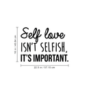 Vinyl Wall Art Decal - Self Love Isn't Selfish; It's Important. - 16" x 22.5" - Modern Inspirational Self Esteem Quote Sticker For Home Office Bedroom Closet Teen Room Apartment Decor Black 16" x 22.5" 5