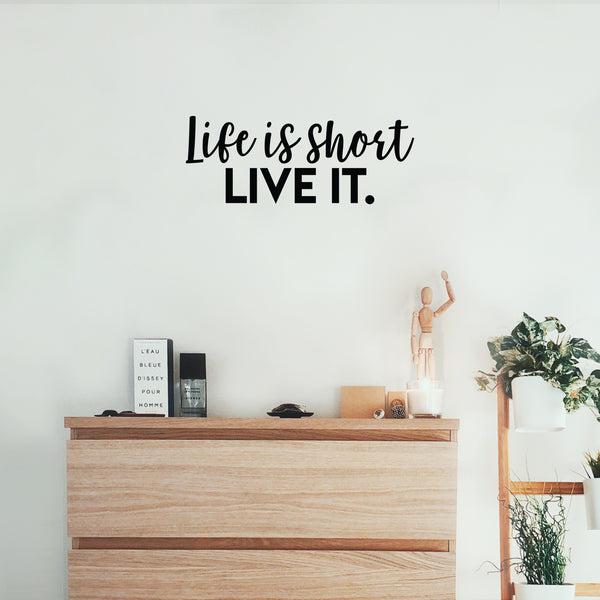 Vinyl Wall Art Decal - Life Is Short Live It - 10. Modern Motivational Quote For Home Bedroom Living Room Office Workplace Coffee Shop Decoration Sticker