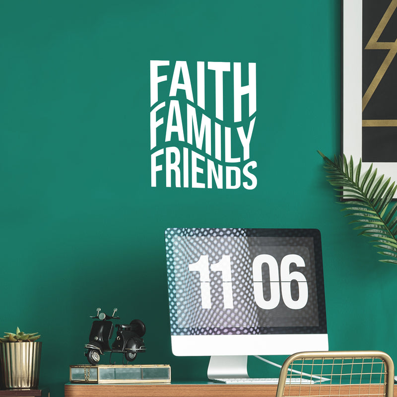Vinyl Wall Art Decal - Faith Family Friends - Modern Cute Inspirational Quote Sticker For Home Family Room Playroom Living Room Dining Room Business Office School Decor   5