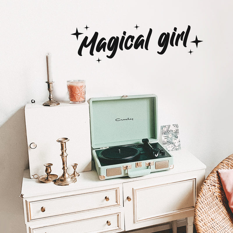 Vinyl Wall Art Decal - Magical Girl - Modern Inspirational Cute Magic Quote Sticker Stars Icon For Girls Bedroom Home Office Kids Room Living Room Decor   4