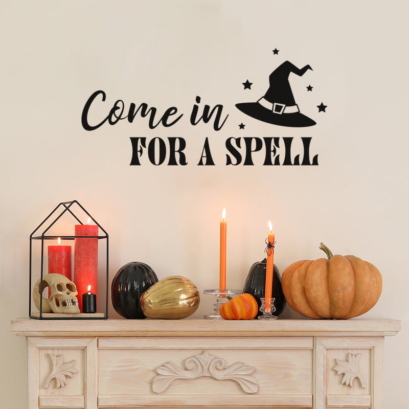 Vinyl Wall Art Decal - Come In For A Spell -Trendy Fun Halloween Humorous Quote Hat Design Sticker For Living Room Windows Doors Entry Storefront Coffee Shop Spooky Decor   4