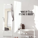 Vinyl Wall Art Decal - Wake Up Beauty It's Time To Beast - Trendy Motivating Positive Healthy Quote Sticker For Workout Room Yoga CrossFit Center Gym Fitness Lifestyle Decor