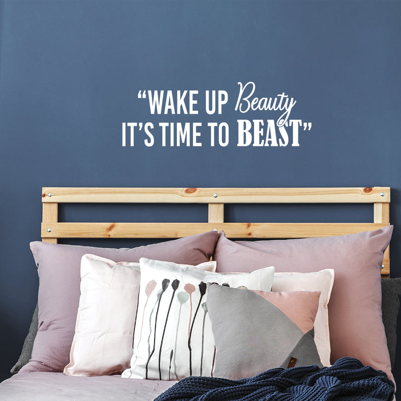 Vinyl Wall Art Decal - Wake Up Beauty It's Time To Beast - Trendy Motivating Positive Healthy Quote Sticker For Workout Room Yoga CrossFit Center Gym Fitness Lifestyle Decor   5